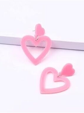 Pink Heart Drop Earrings
